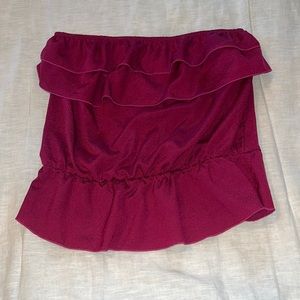 Fun purple tube top with ruffle detail and open back